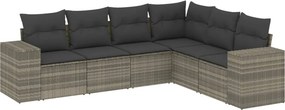 vidaXL 6 részes világosszürke polyrattan kerti ülőgarnitúra párnákkal