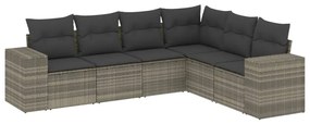 vidaXL 6 részes világosszürke polyrattan kerti ülőgarnitúra párnákkal
