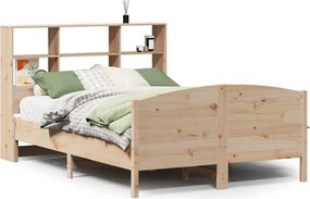vidaXL tömör fenyőfa könyvespolcos ágy matrac nélkül 160 x 200 cm