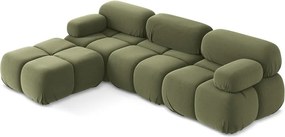 Világoszöld bársony moduláris sarokkanapé Lokua – Makamii