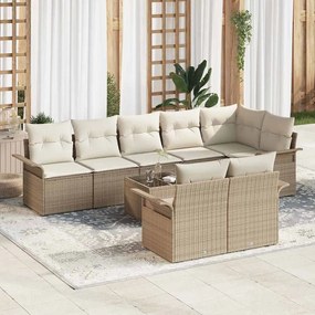 Kerti Kanapé Szett párnával tárolóval 9 pcs Bézs Poli rattan
