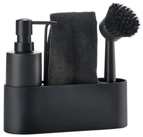 Fekete műanyag-szilikon mosogatóeszköz tartó Singles – Zone