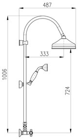 RAV Slezák MK181.5/3SM - MORAVA RETRO zuhanyszett keverőcsapteleppel, antik sárgaréz