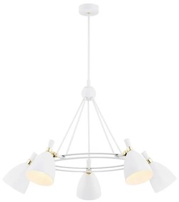 Argon 2117 - Csillár rúdon CHARLOTTE 5xE27/15W/230V fehér/arany