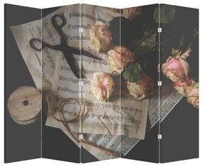 Paraván - A zenei jegyzetek és a rózsák (210x170 cm)