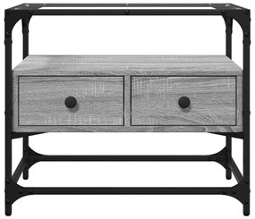 szürke sonoma szerelt fa TV-szekrény üveglappal 60 x 35 x 51 cm
