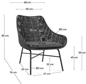 Abeli fekete kézzel készített kültéri fotel - Kave Home