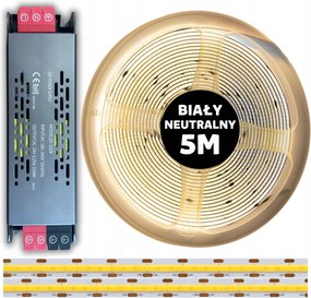 5M Led szalag Cob 480 dióda 4000K semleges fehér 24V 10W tápegység
