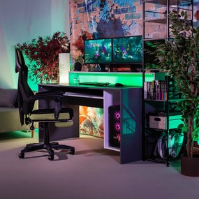 Irodai/gamer szék, fekete/zöld, teherbírás 150 kg, JORIK