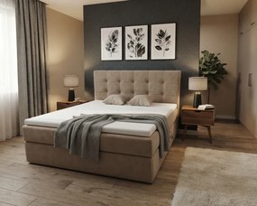 Kárpitozott boxspring ágy DIRELIS TRINITY 180x200 cm bézs Matrac: Bonell rugós matrac