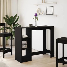 fekete szerelt fa bárasztal polccal 124 x 46 x 103,5 cm