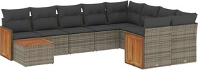 vidaXL 10 részes szürke polyrattan kerti ülőgarnitúra párnákkal
