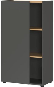 Antracitszürke könyvespolc tölgyfa dekorral 61x110x34 cm Adrano – Germania