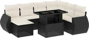 vidaXL 8 részes fekete polyrattan kerti ülőgarnitúra párnákkal
