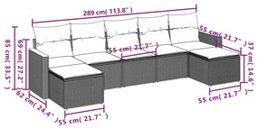 7 részes fekete polyrattan kerti ülőgarnitúra párnával