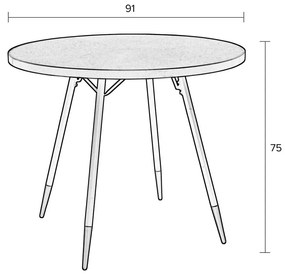 Kerek étkezőasztal diófa dekoros asztallappal ø 91 cm Denise – White Label