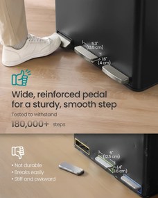 SONGMICS szelektív hulladékgyűjtő, 3 x 18L, lágy záródású pedálos szemetes, fekete