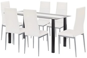 Denton 6+1 étkező garnitúra fehér-szürke