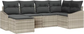 vidaXL Kanapé Szett párnával 6 pcs Világosszürke polirattan