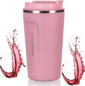 Utazó Bögre Termikus termosz 450 ml Rózsaszín kávé tea autós munkához