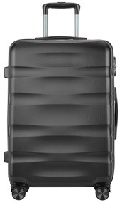 BONTOUR “WAVE” közepes Duplakerekes Gurulós bőrönd, Fekete, M méretű