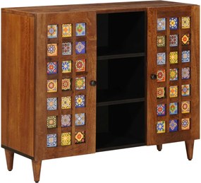 vidaXL Széf polcokkal tárolóval Dió 90 x 33,5 x 75 cm Tömör Mangófát