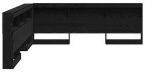 Tároló fejtámla polcokkal tárolóval Musta tammi 200 cm Faanyag