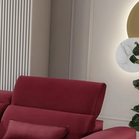 Piros bársony kinyitható-tárolóhelyes sarokkanapé (bal oldali-heverő résszel) Foble – ELTAP