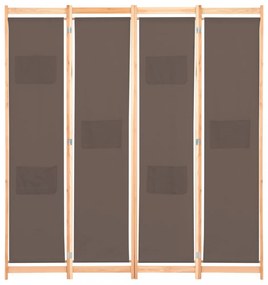 barna 4-paneles szövetparaván 160 x 170 x 4 cm