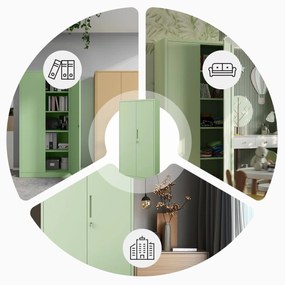 Irodai szekrény, 900 x 1850 x 400 mm, Fresh Style: pasztellzöld