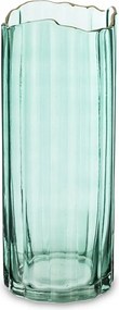 Üvegváza Zöld Arany 30cm Bordázott Hullám
