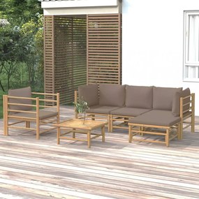 6 részes bambusz kerti ülőgarnitúra tópszínű párnákkal
