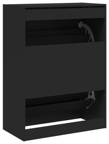 fekete cipőszekrény 2 kihajtható fiókkal 80 x 42 x 108 cm