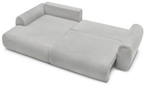 Világosszürke kordbársony kinyitható sarokkanapé (bal oldali) Lucien – Bobochic Paris