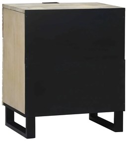 Éjjeliszekrény Fehér és fekete 50 x 33 x 60 cm tömör mangófa