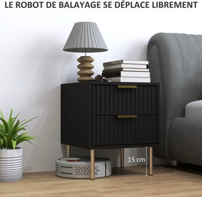 HOMCOM Éjjeli Asztal, Barokk Éjjeli Szekrény 2 Fiókkal és Acél Lábakkal, Oldalsó Asztal a Hálószobába, Nappaliba, Mérete: 40 x 39 x 48 cm, Fekete | Ao