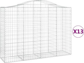 vidaXL 13 db íves horganyzott vas gabion kosár 200x50x140/160 cm