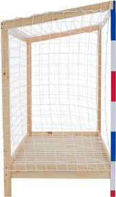 Montessori ágy, természetes/fehér/kék/piros, 90x200, FUTAL