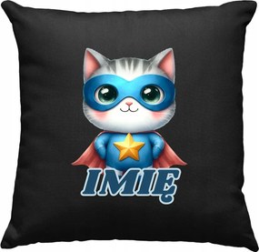 Gyerek párna Cica Hős +Név Fekete