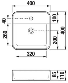 JIKA H8183610001111 - ASTRA 40x40 cm kerámia mosdó, fehér, pultba szerelhető