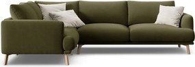 Zöld bársony sarokkanapé (bal oldali-L alakú) Naomi – Micadoni