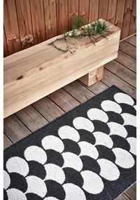 Fekete-krémszínű kültéri-beltéri futószőnyeg 70x250 cm Poppy Black Vanilla – Pappelina