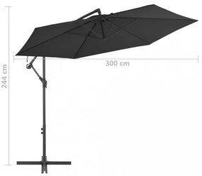fekete konzolos napernyő alumíniumrúddal 300 cm