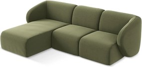 Zöld bársony sarokkanapé (bal oldali-heverő résszel) Lani – Makamii
