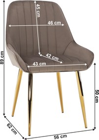 Étkezőszék, szürkésbarna Taupe/gold króm-arany, PERLIA