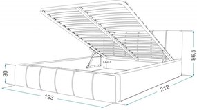 GM FIONA kárpitozott franciaágy ágyneműtartóval 180x200 - krémszín