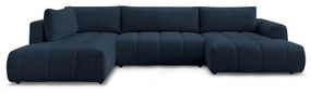 Sötétkék kinyitható-tárolóhelyes sarokkanapé (bal oldali-U alakú) Fuji – Bobochic Paris