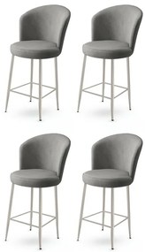 Alte Grey and Chrome bárszék szett, 4 db, 4 db