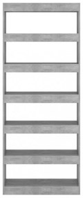 betonszürke szerelt fa könyvszekrény/térelválasztó 80x30x198 cm