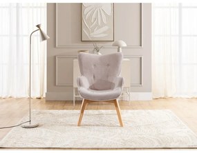 Világos rózsaszín kordbársony fotel lábtartóval Niko – Ropez